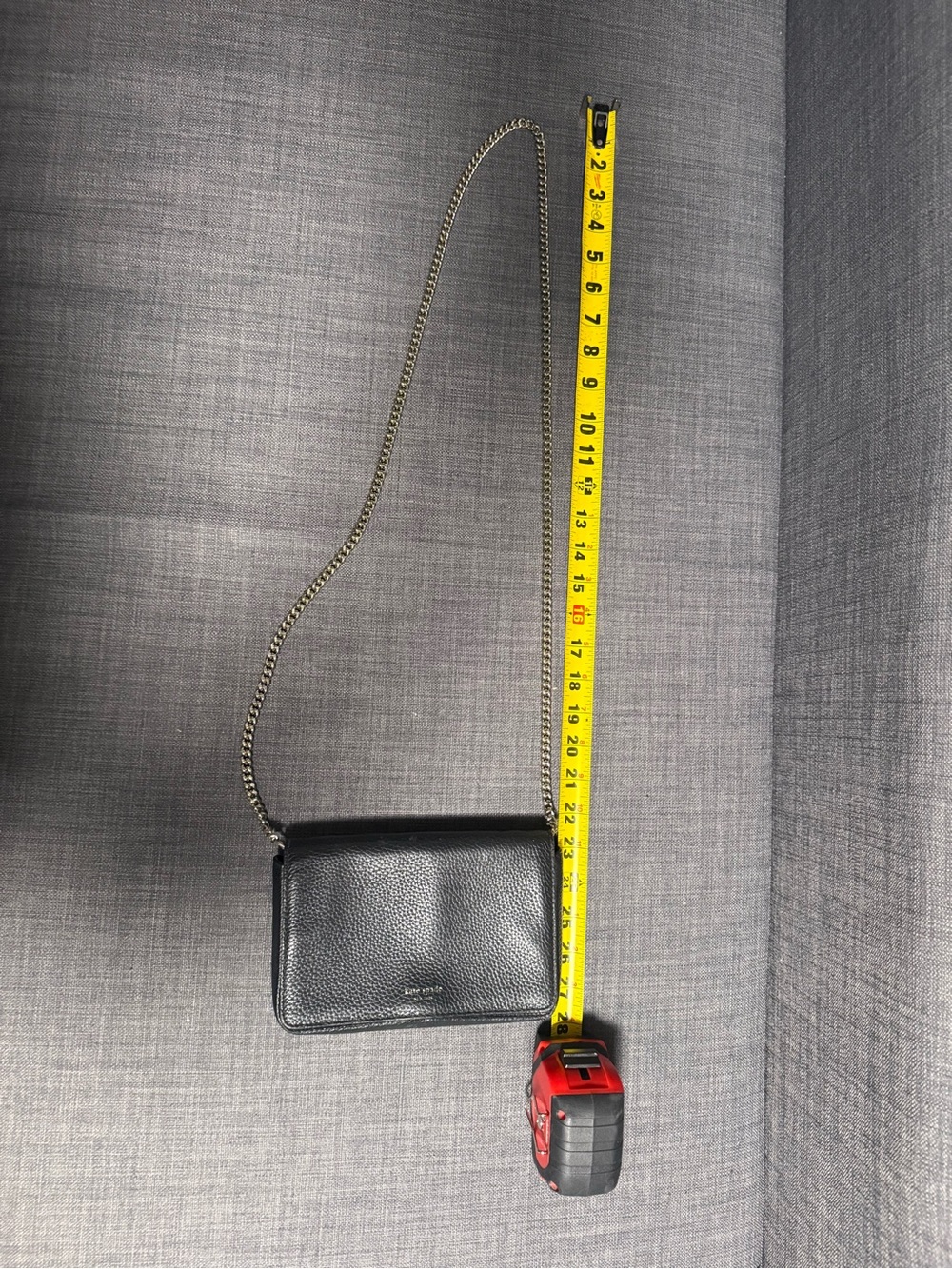 Kate Space Black Leather Crossbody Wallet with Chain Strap